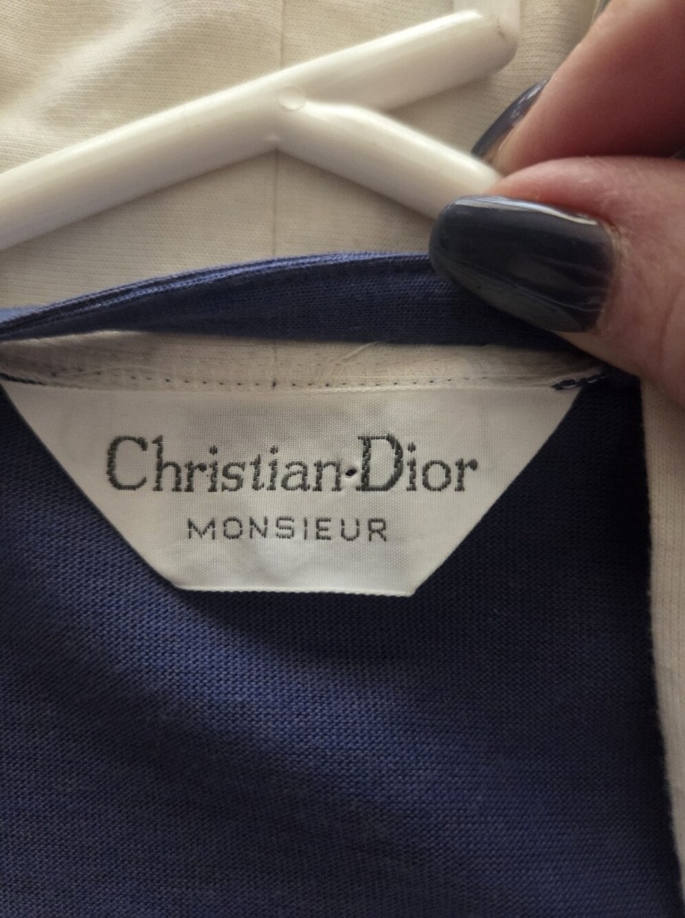 Vintage Christian Dior Monsieur Colorblock Logo Lounge Coat Belted Blue White OS - Picture 5 of 14